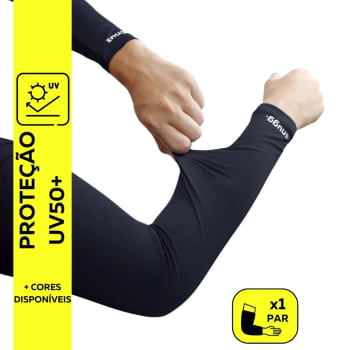 Par Manguito Proteção Solar Uv50 Mangote Manga Ciclismo SunDry Cor Preto