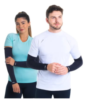 Par Manguito Proteção Solar Uv50 Mangote Manga Ciclismo SunDry Cor Preto