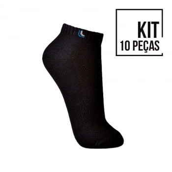 Kit/10 Pares Meias Lupo Cano Curto Algodão Preta 3225-960