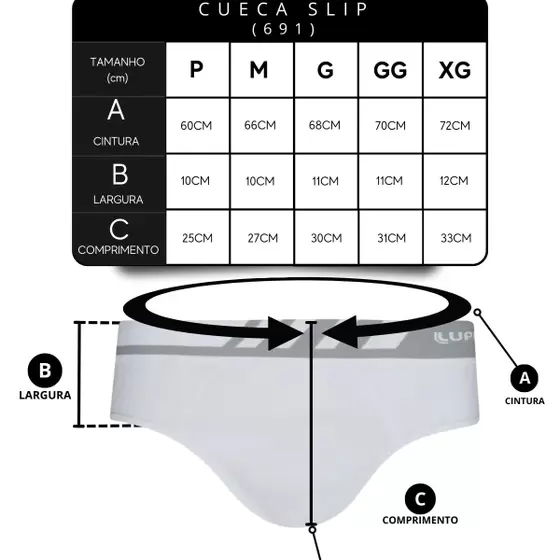 Kit 5 cuecas slip